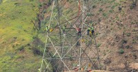Edison electric tower damaged while being dismantled for Eaton fire investigation